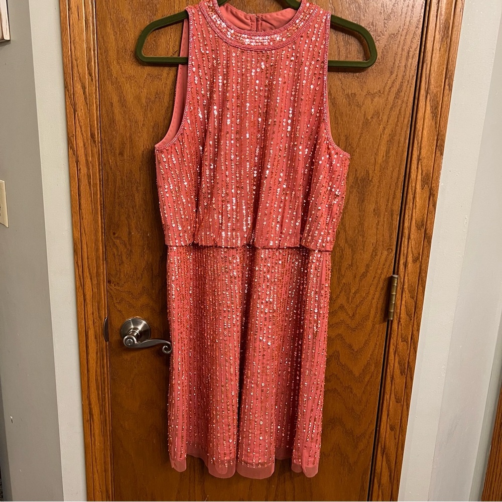 Adrianna Papell Pink Sequin Mini Dress